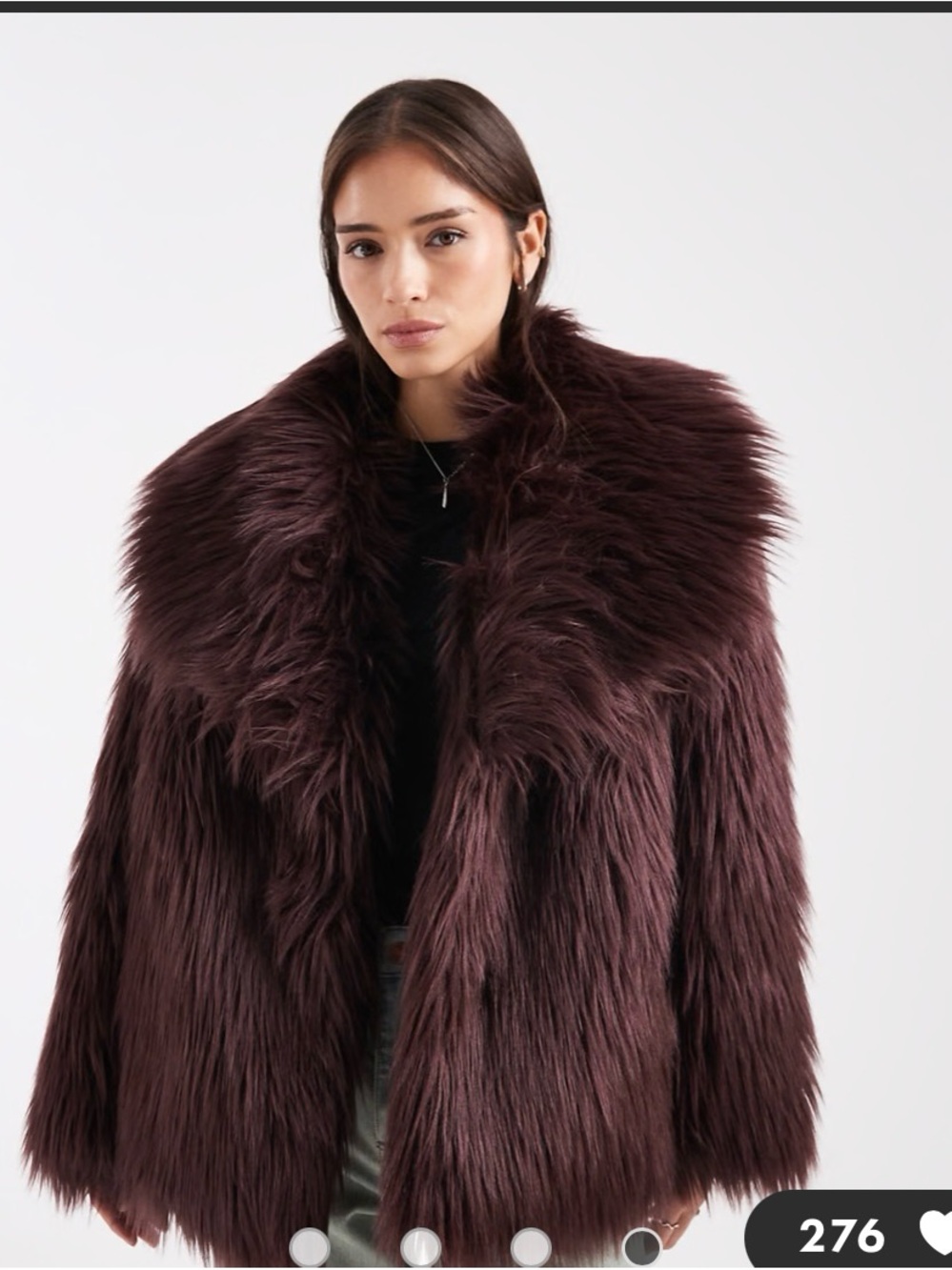 ASOS DESIGN oversized jacket with faux fur collar in burgundy New with Tags